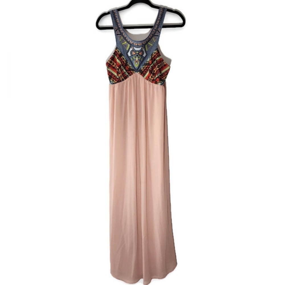 Tinley Embroidered Maxi Dress Boho Chic Style Size Large